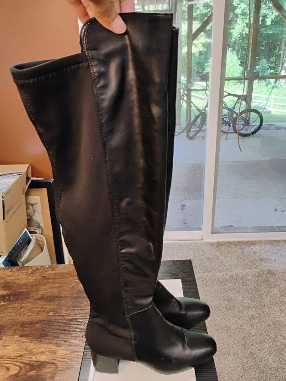 Rouge Helium Black Stretch Wide Calf Boots 9